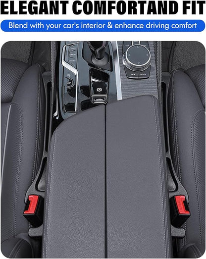 Car Seat Gap Filler, 2 Pack No-Drop Seat Side Gap Seam Filler Organizer with Phone Holder, Universal Fit Fill The Gap Between Seat and Console, Perfect for Car SUV Truck Black
