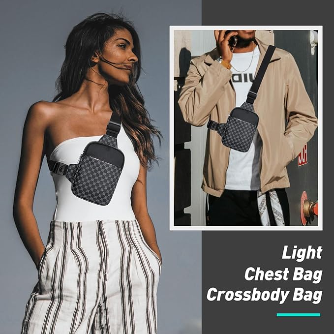 Long Keeper Mini Sling Bag - Women Men Vegan Leather Crossbody Phone Bag Waterproof Travel Running Chest Bag Casual Daypack