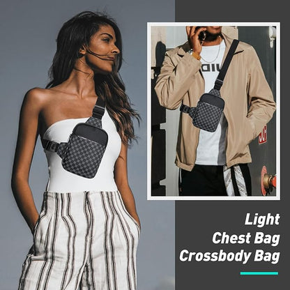 Long Keeper Mini Sling Bag - Women Men Vegan Leather Crossbody Phone Bag Waterproof Travel Running Chest Bag Casual Daypack