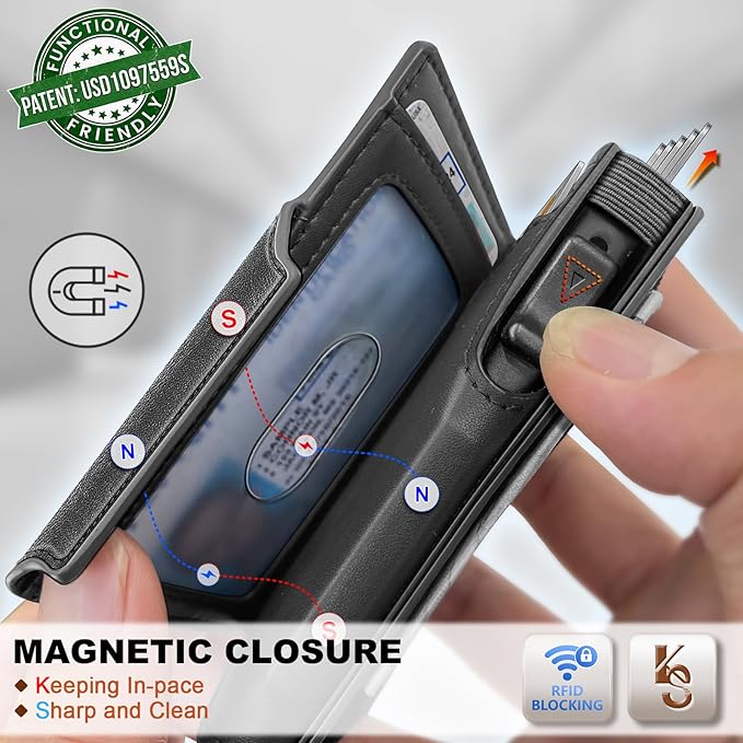 KEMISANT Airtag Wallet Men Gift,Mens Slim Front Pocket Wallet Money Clip Standard or Apple Airtag Use 3.8"×2.8"×0.9"