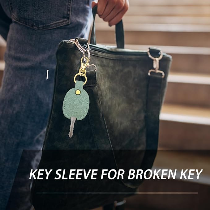 Leather Key Sleeve for Broken Key, Car Key Cover, Key Loop Replacment, Key Fod Protector Keychain for Women/Men