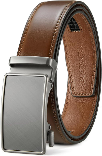 BOSTANTEN Mens Belt Leather Ratchet Belt For Men Dress and Casual with Adjustable Buckle, Trim to Fit
