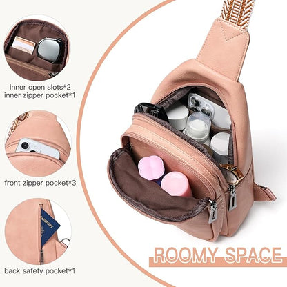 Leresas 7L Sling Bag for Women Men Vegan Leather Crossbody Bags Fanny Pack Purse Backpack Over Shoulder Bag Travel Anti Theft