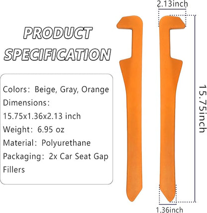 Junecarp Car Seat Gap Filler 2 Pack,Flexible Car Gap Filler Organizer to Stop Items from Dropping,Essential Interior Car Accessories Seat Gap Plug Perfectly Fits Car Gap (Orange)