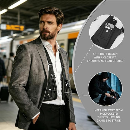 FANNING511 Double Shoulder Armpit Bag for Men Vest Bag Multi Pocket Underarm Pouch for Travel Outdoor Running cycling