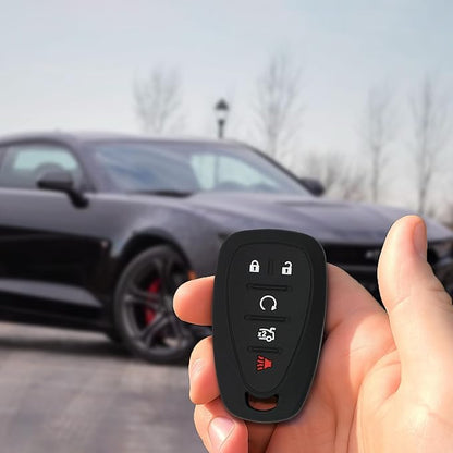 Autobase Silicone Key Fob Cover for Chevy Malibu Camaro Trax Traverse Trailblazer Sonic Blazer Cruze Volt Equinox Spark | Car Accessory for Chevrolet | Key Protection Case 2 Pcs (Black)