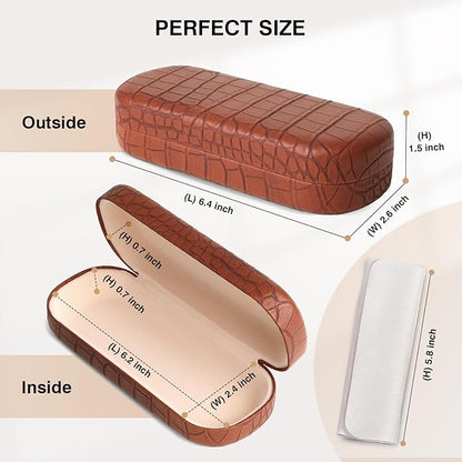 Marvolia Glasses Case Large Hard Shell Eyeglasses Case PU Leather Protective Case for Sunglasses Eyeglasses