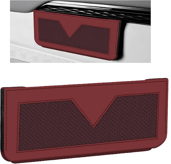 Car Sunglasses Case, PU Leather Pocket Self-Adhesive Storage Pouch for Vehicle Door Window Console, Multifunctional Vehicle Interior Organizer for Glasses Phones Wallets Keys (Wine Red)