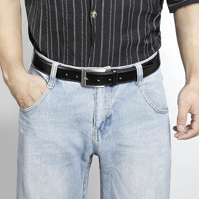 XOUXOU Men's Casual Leather Jeans Belts Classic Work Business Dress Belt with Prong Buckle for Men