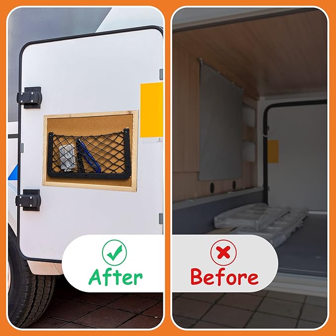 Frienda 2 Pcs Car Storage Net Bag, ABS Plastic Framed Mesh Net Holder, Phone & Cargo Organizer with Screws for Auto, Rv, Boat, Truck Pocket Storage (14 x 7.3 Inch)