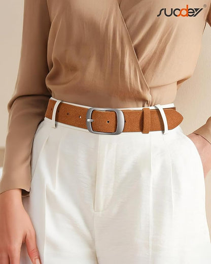 SUOSDEY Women Belts For Jeans Dresses Pants Ladies Leather Waist Belt with Elegant Buckle, Width 1.3"