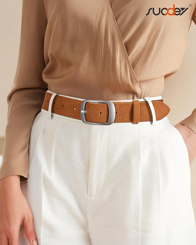 SUOSDEY Women Belts For Jeans Dresses Pants Ladies Leather Waist Belt with Elegant Buckle, Width 1.3"