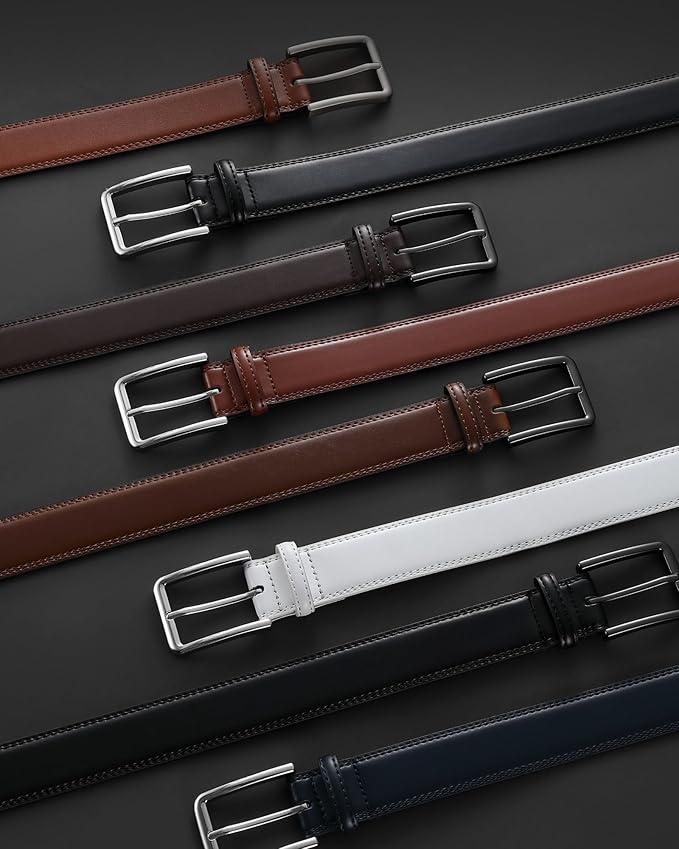 CHAOREN Leather Dress Belt Men 2 Pack - 1 3/8" Mens Belts for Work Business Casual Jeans