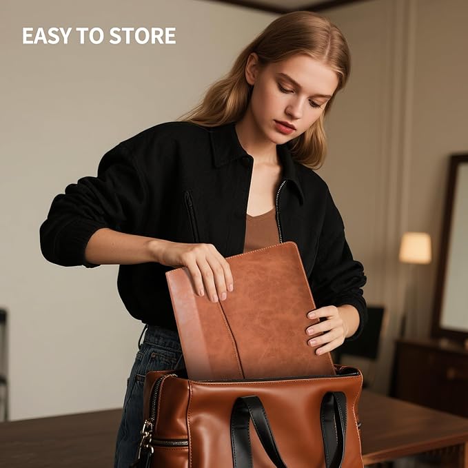 14 Inch Leather Laptop Sleeve for MacBook Pro 14 Inch M5 M4 M3 M2 M1 Pro/Max Case,Premium Protective Case Cover with Magnetic Closure-Vintage Brown