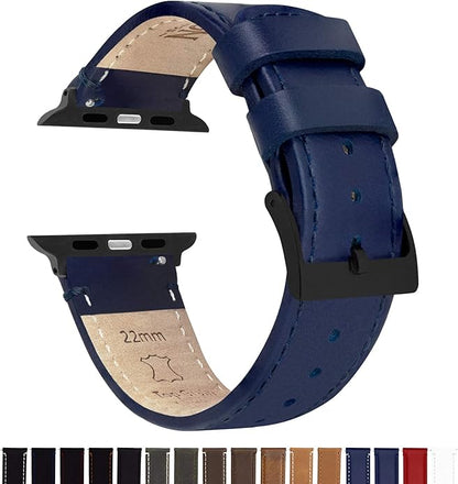 BARTON WATCH BANDS - Top Grain Leather Watch Bands Compatible with Apple Watch Models - 1, 2, 3, 4, 5, 6, 7, 8, 9, 10, SE, Ultra & Ultra 2