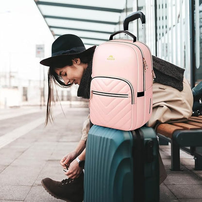 MATEIN Cute Backpack for Girls, Water Resistant School Backpack with Detachable Keychain Fits 15.6 Inch Laptop, Multi-Functional Bookbag for Middle School with Laptop Compartment, Gift for Her, Pink