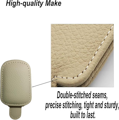 GoldenLife Sunglass Holder for Car, Magnetic Leather Sunglasses Holder and Ticket Card Clip, Car Visor Accessories, 2 Packs（Beige）