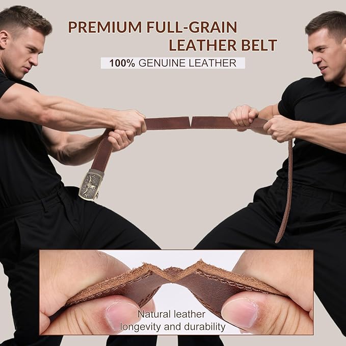 Mens Leather Belt, Ratchet Belts for Men Full Grain Leather Handmade, 100% Italian Top Genuine Leather Dress Belt