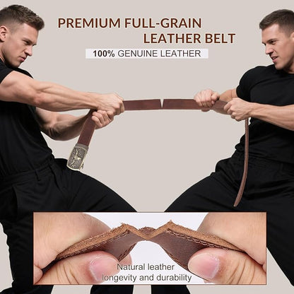 Mens Leather Belt, Ratchet Belts for Men Full Grain Leather Handmade, 100% Italian Top Genuine Leather Dress Belt