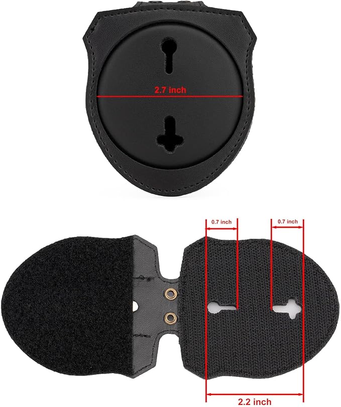 TT TYTX Police Badge Holder (Badge Not Included), Leather Universal Sheriff Badge Holder with Belt Clip, Hook and Loop Closure and Round Neck Stainless Steel Chain (Circle 2.7 Inch)