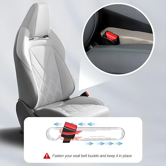 Mandark Car Seat Gap Filler, 2PCS Leather Vehicle Gap Stopper to Fill Between Seat and Console, Automotive Crevice Plug Blocker Accessories from Dropping, Universal for SUV, Sedan, Truck (White)