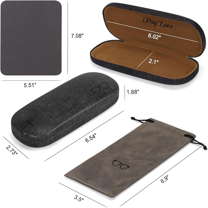 RayLove 3-Pack Hard Shell Eyeglasses Case Large Reading Glasses Hard Case