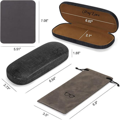 RayLove 3-Pack Hard Shell Eyeglasses Case Large Reading Glasses Hard Case