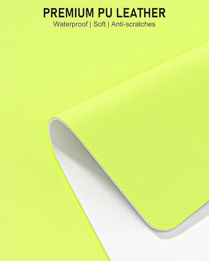 Desk Pad, 23.6" x 13.8" PU Leather Non-Slip Desk Mat Large Mouse Pad for Desktop, Waterproof Laptop Computer Writing Mat for Office, Home, Work, Gaming, Kiwi Green