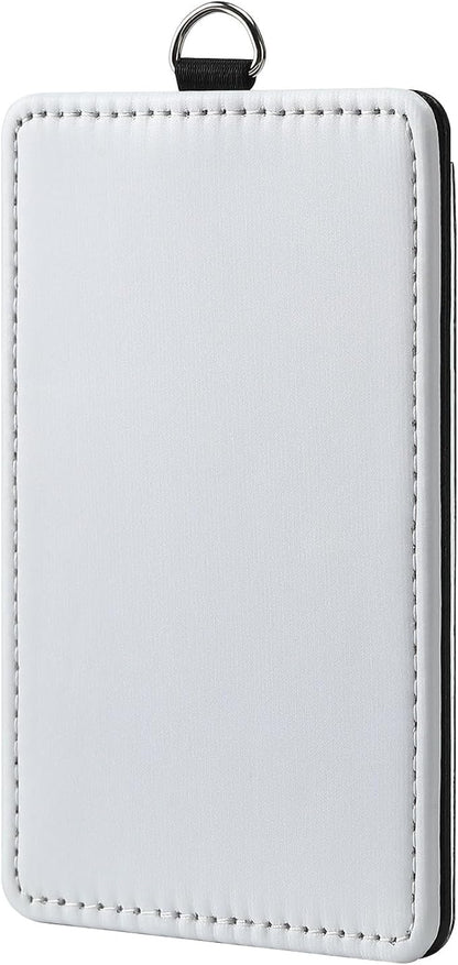 30 Pack Sublimation Blanks Bulk Pu Leather ID Badge Holder Heat Transfer Print Vertical ID Card Holders for Badges Buddy Waterproof Name Tag Holders Blank for Coach Office Employees Students