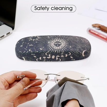 PERFECTSIGHT Hard Shell Eyeglasses Case, PU Leather Protective Glasses Case, Cute Eyeglass Case for Women Men Girls