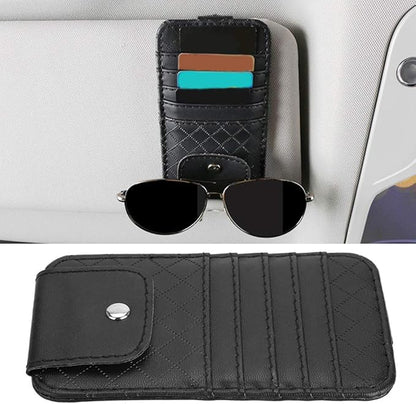 Restokki Car Visor Organizer Sun Holder Storage Pouch Card Bill Bag for Car Truck Universal Size Black Leather