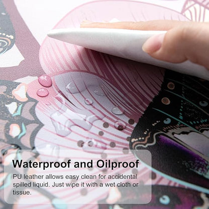 QiyI Large Mouse Pad, PU Leather Desk Blotter Protector, Waterproof Computer Desk Mat, Butterflies Keyboard Mouse Pads, Non Slip Base Home & Office Accessories, Extended Large Size 31.5" x 11.8"