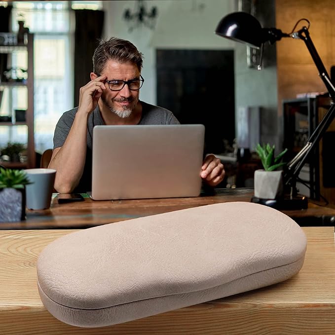 MyEyeglassCase Men's Medium Glasses Case - Classic Eyeglasses Hard Shell Holder, Elegant Easy Open Lip with Pouch and Cloth