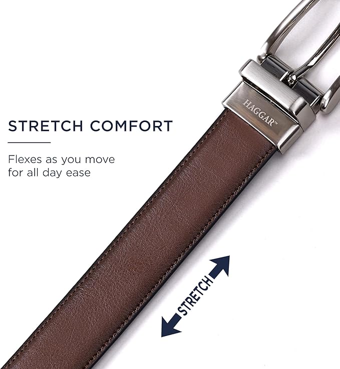 Haggar Men's 2-in-1 Reversible Leather Belt for Dress Pants, Suits, Khakis - Classic, Business Casual, Formal, Work