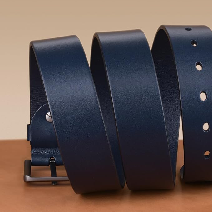 Buffway Men’s Full Grain Leather Belt – Solid One-Piece Leather, 1.5” Wide for Jeans & Business Casual, Gift Box Included