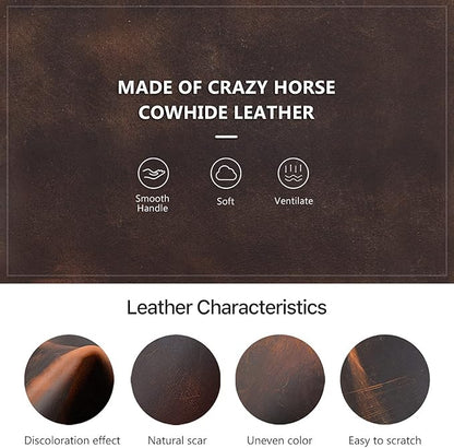 Top Grain Leather 13.3" Slim Laptop Zipper Folio Case Bag, Retro Design Handmade & 2 Pockets, Compatible with MacBook Pro 13.3" MacBook Air M1/M2 ZENBOOK 13.3" & Other PC, Coffee 13.3 Inch