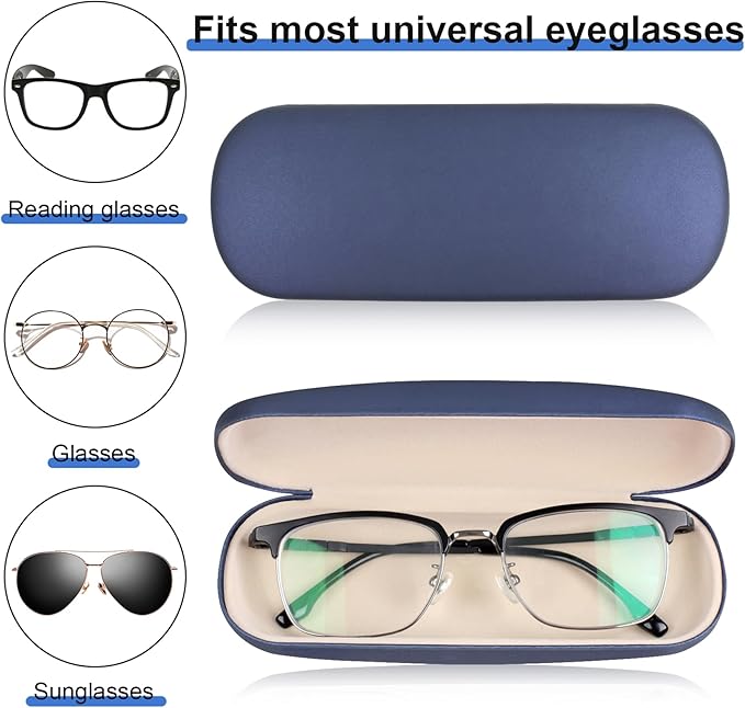 Joyberg Glasses Case, 2 Pack Eyeglass Case with Cleaning Cloth, Glasses Case Hard Shell Fits Most Glasses