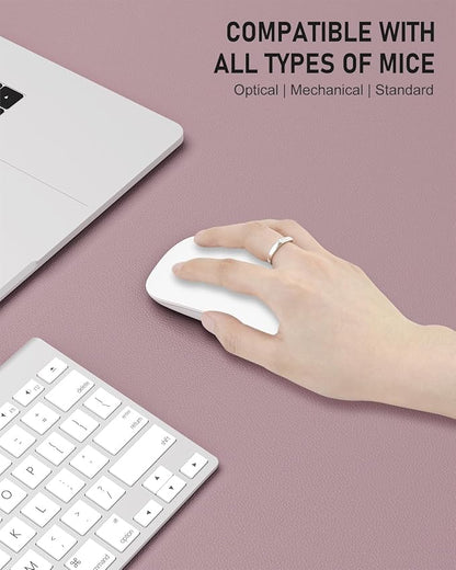 Desk Pad, 30" x 14" PU Leather Non-Slip Desk Mat Large Mouse Pad for Desktop, Waterproof Laptop Computer Writing Mat for Office, Home, Work, Gaming, Dark Pink