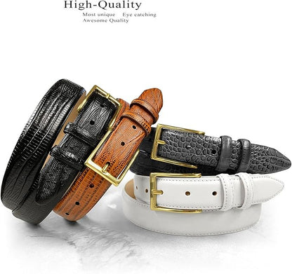 Adam Gold Men's Genuine Full-Grain Cowhide Leather Dress Belt 1-1/8"(30mm) Wide Polished Buckle