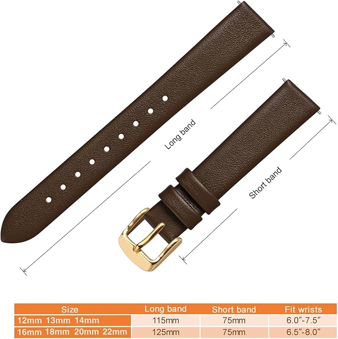 ANNEFIT Watch Bands for Men Women, Top Grain Leather Watch Strap with Quick Release, Band Width 12mm 13mm 14mm 16mm 18mm 20mm 22mm