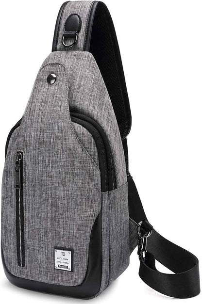 Small Sling Bag Crossbody Backpack Over the Shoulder Bag for Men Women Travel Outdoors, Lightweight Sling Chest Pack (Large, Grey)