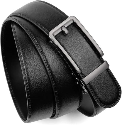 Founders & C Men's Leather Ratchet Comfort Click Belt Dress with Slide Buckle -Adjustable Trim to Fit