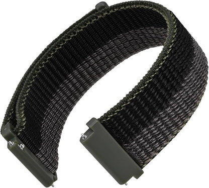 WOCCI 20mm Adjustable Nylon Watch Band, Quick Release Sport Loop Strap (Black/Grey)