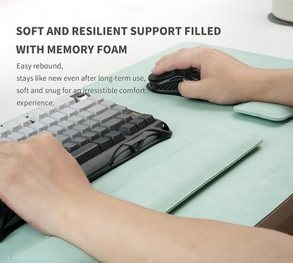 RENMTURE Large Mouse Pad and Keyboard Wrist Rest, Desk Pad for Keyboard and Mouse, Large Gaming Mouse Pad with Wrist Support, Desk Mat for Work and Gaming (Mint Green)