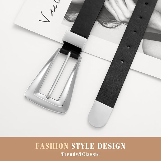 Women's Leather Belts for Jeans Pants Fashion Leather Waist Belt Ladies Dress Belts with Gold/Silver Buckle