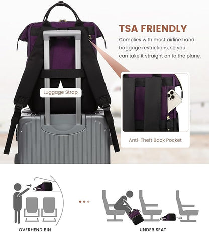 LOVEVOOK Laptop Backpack for Women, 15.6 inch Waterproof Nurse Bag Teacher Work Backpack Purse for Women, Travel Computer Backpack for College Office Business Ladies