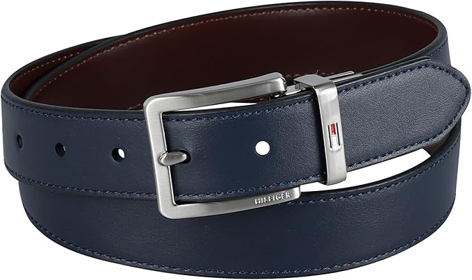 Tommy Hilfiger Men's Reversible Leather Belt, 2‑in‑1 Design for Dress Or Casual Wear