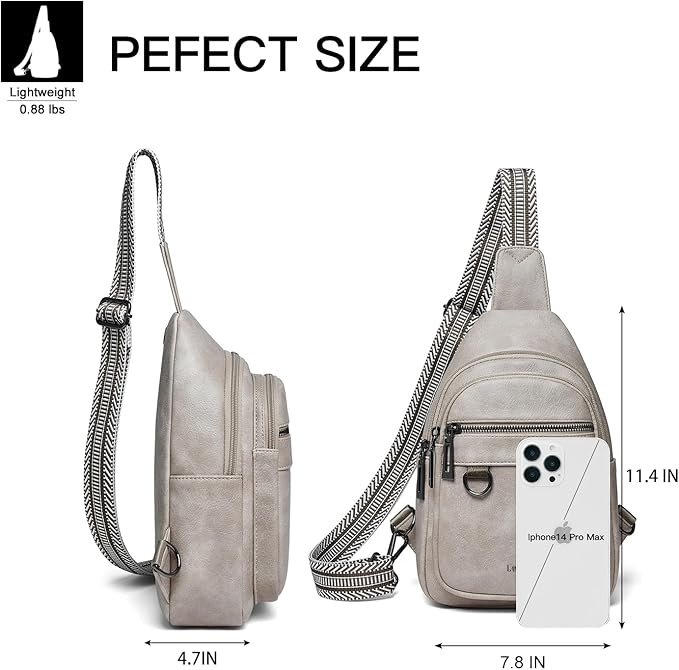 Leresas 7L Sling Bag for Women Men Vegan Leather Crossbody Bags Fanny Pack Purse Backpack Over Shoulder Bag Travel Anti Theft