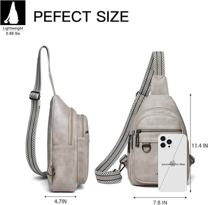 Leresas 7L Sling Bag for Women Men Vegan Leather Crossbody Bags Fanny Pack Purse Backpack Over Shoulder Bag Travel Anti Theft