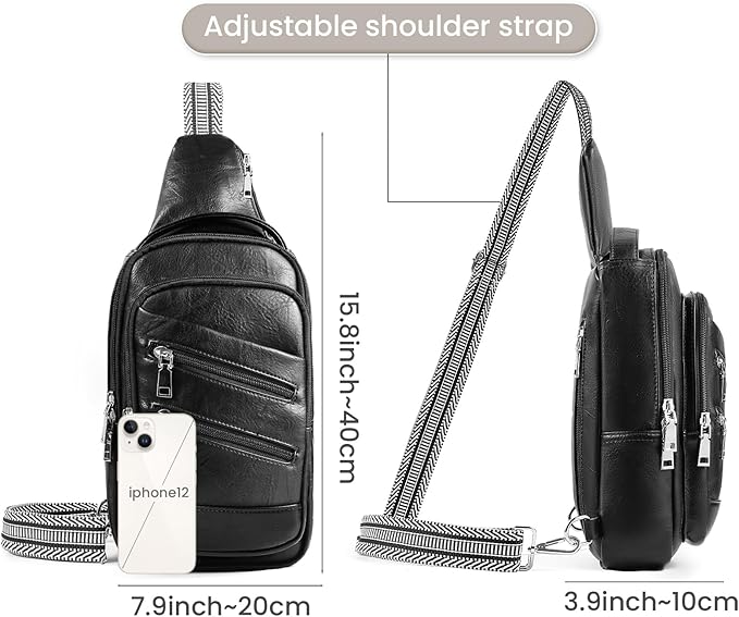 Conceal Carry Sling Bag - Virgan Leather Sling Backpack Fanny Pack Crossbody Chest Bags with Holster&Guitar Strap…